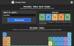 Periodic Table Word Finder - BlenderTimer Web Tool