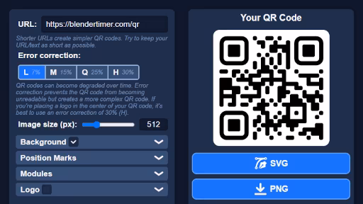 QR Code Generator - BlenderTimer Web Tool