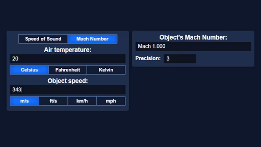 Speed of Sound (in air) Calculator - BlenderTimer Web Tool